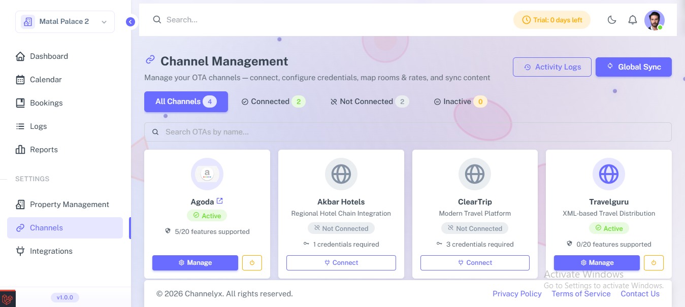 Channelyx dashboard